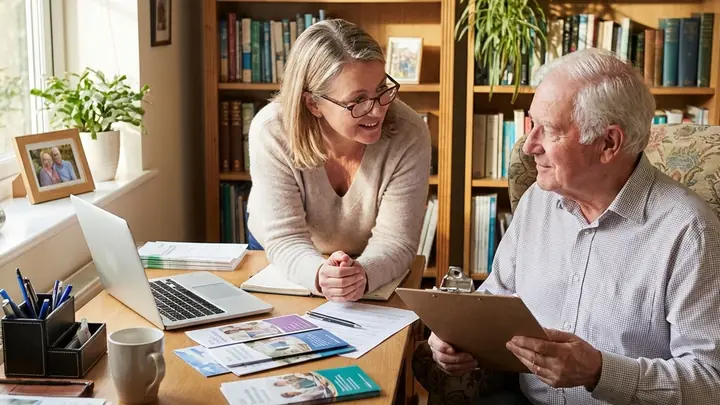 A family talking through care options together