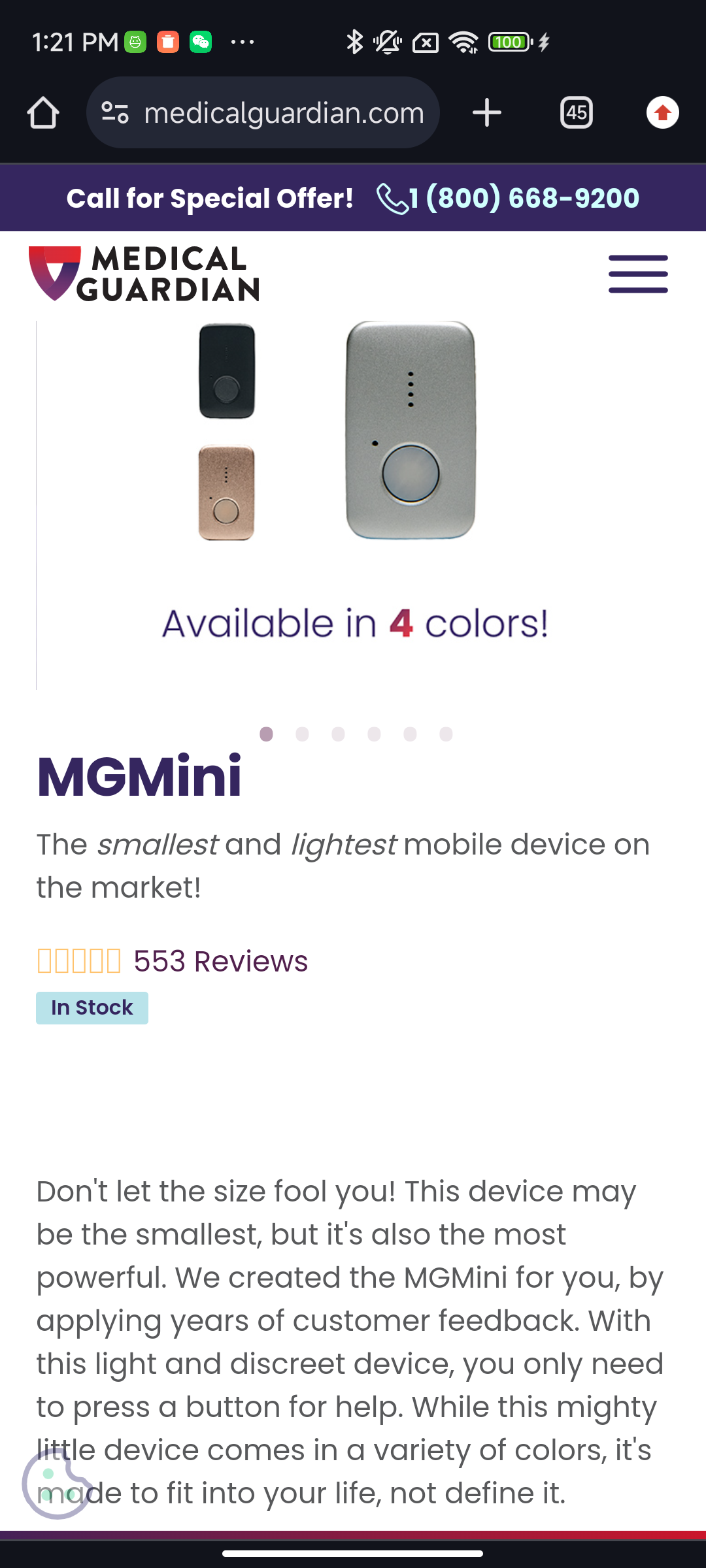 Medical Guardian MGMini - compact medical alert devices in multiple colors